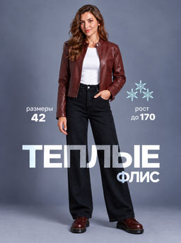 Джинсы трубы на флисе 125171