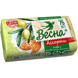 O ВЕСНА АССОРТИ мыло туалет.в/об. 90гр Олива и Миндальное молочко